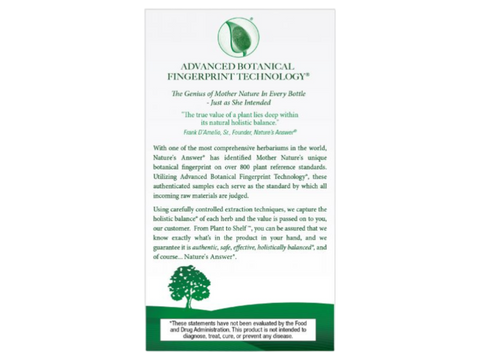 Nature's Answer Turmeric and Ginger Vegan Capsules 90 count herbal supplement back box label