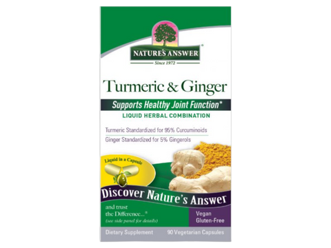 Nature's Answer Turmeric and Ginger Vegan Capsules 90 count herbal supplement front box label