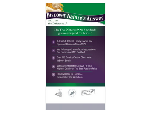 Nature's Answer Turmeric and Ginger Vegan Capsules 90 count herbal supplement back box label