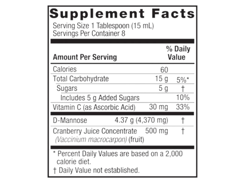 Nature’s Answer UT Answer supplement facts cranberry blend 120ml bottle