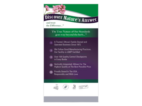 Nature’s Answer Valerian Root Capsules 180 count supplement facts label