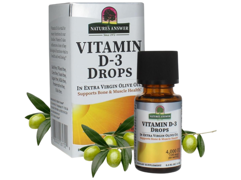 Nature’s Answer Vitamin D3 liquid drops 4000 IU 15ml box & bottle front label