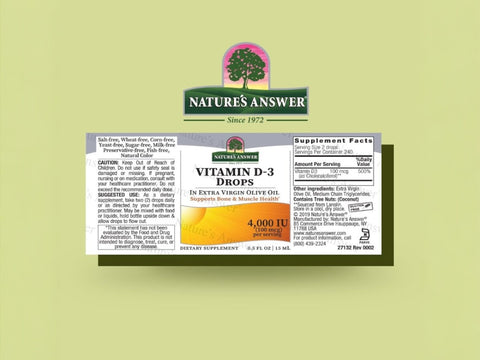 Nature’s Answer Vitamin D3 liquid drops 4000 IU 15ml barcode
