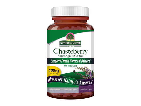 Nature’s Answer Chasteberry Vitex Agnus-Castus 400mg vegetarian capsules 90 count bottle front view on a white background