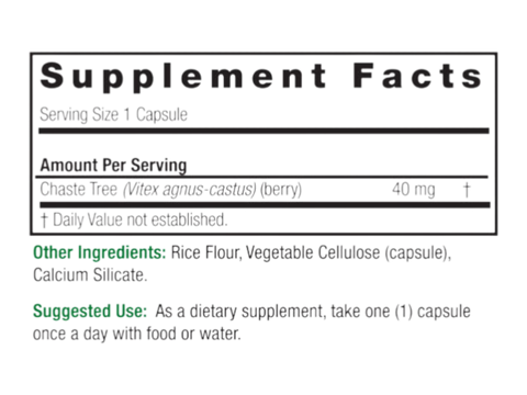 Nature’s Answer Vitex chastetree berry capsules supplement facts 90 count