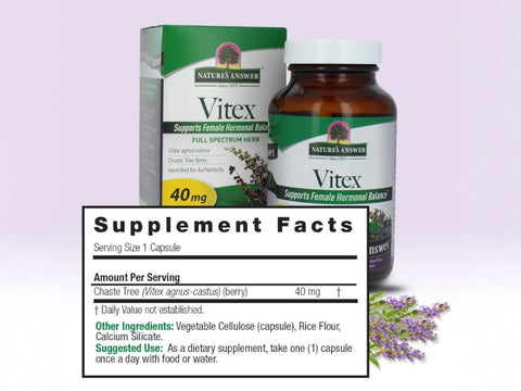 Nature’s Answer Vitex chastetree berry capsules supplement facts 90 count