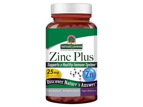 Nature’s Answer Zinc Plus vitamin B6 copper vegan capsules 60 count bottle front label