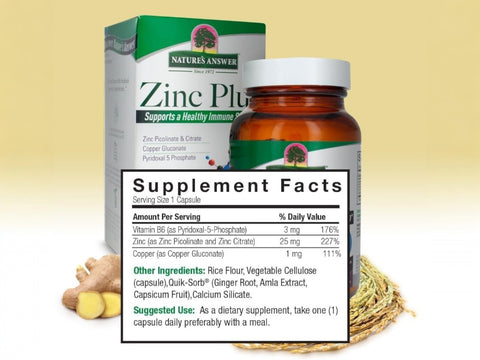 Nature’s Answer Zinc Plus supplement facts vitamin B6 copper 60 capsules