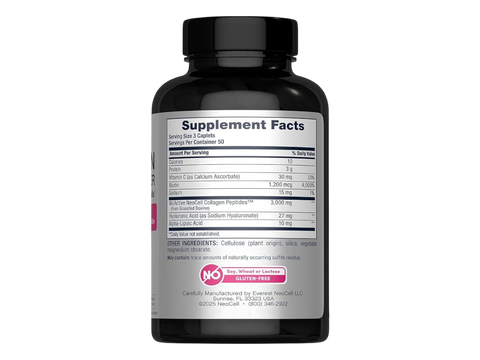 Neocell Collagen Beauty Builder 150 Caplets supplement facts and ingredients label side