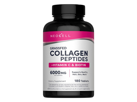 NeoCell Grass Fed Collagen Peptides Tablets front view 180 count bottle packaging