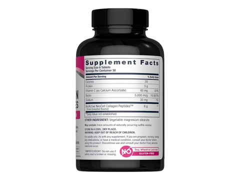 NeoCell Grass Fed Collagen Peptides Tablets supplement facts panel