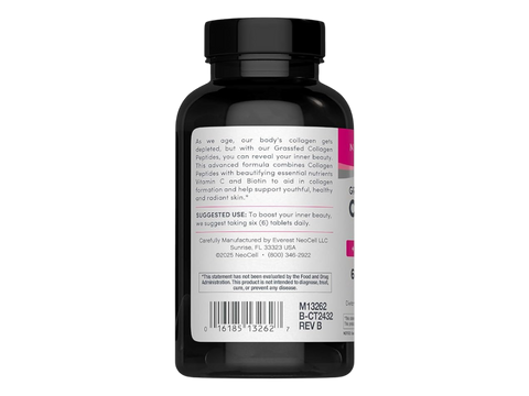 NeoCell Grass Fed Collagen Peptides Tablets 270 count back label showing barcode