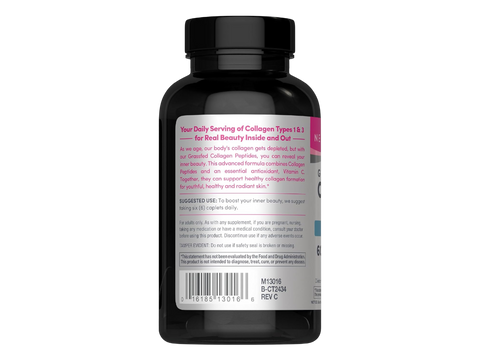 NeoCell Grassfed Collagen Peptides Plus Vitamin C Caplets 360 count back label showing barcode