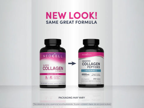 NeoCell Grassfed Collagen Peptides Plus Vitamin C Tablets 250 count packaging may vary