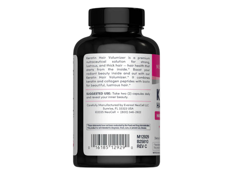 NeoCell Keratin and Collagen 60 capsules back label showing barcode