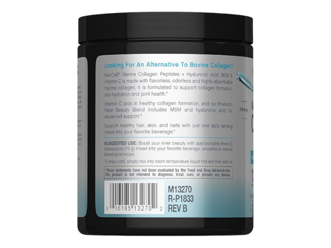 NeoCell Marine Collagen Peptides Powder 200g back label showing barcode