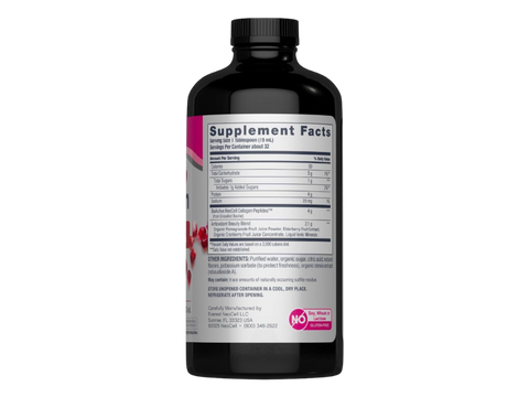 NeoCell Pomegranate Liquid Collagen 473ml supplement facts and ingredients label side