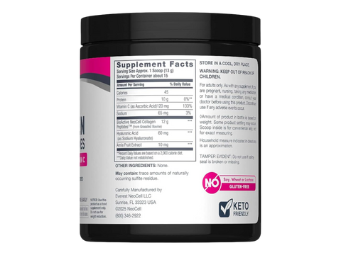 NeoCell Super Collagen Plus 195g supplement facts and ingredients label side