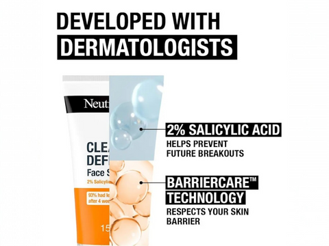 Neutrogena Face Scrub tube showing ingredients & usage instructions.