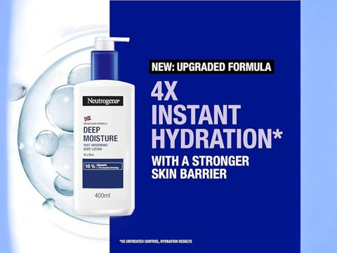Neutrogena Deep Moisture Body Lotion 400ml -  10% Glycerine, Non-Greasy Formula