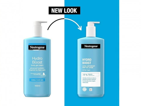 Neutrogena Hydro Boost Body Gel Lotion 400ml blue bottle. Old & new 