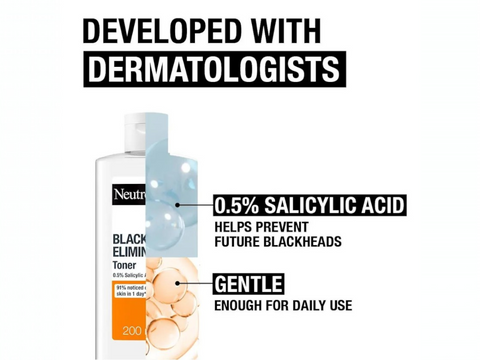 Neutrogena Cleansing Toner bottle showing ingredients and instructions.