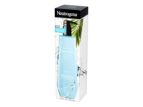 Neutrogena Rainbath Ocean Mist Shower & Bath Gel 1182ml pump bottle. Side view.
