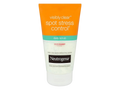 Neutrogena Visibly Clear Daily Scrub 150ml tube, blue and white packaging, isolated on white.