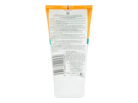 ack label of Neutrogena Daily Scrub tube showing ingredients list, barcode and instructions.