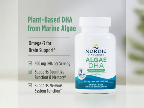 Nordic Naturals Algae DHA 500mg Vegan Omega-3 DHA – 60 Softgels ingredients and product details panel