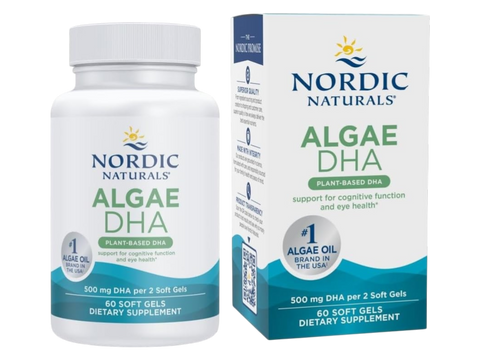 Nordic Naturals Algae DHA 500mg Vegan Omega-3 DHA – 60 Softgels bottle front label