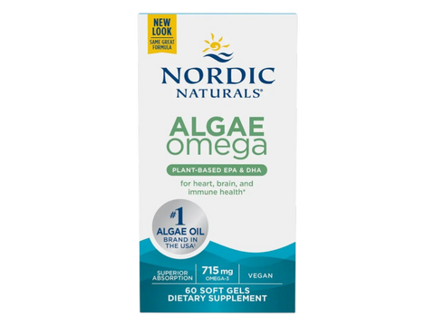 Nordic Naturals Algae Omega-3 Softgels 715mg Vegan Omega-3 EPA & DHA – 60 Softgels bottle front label