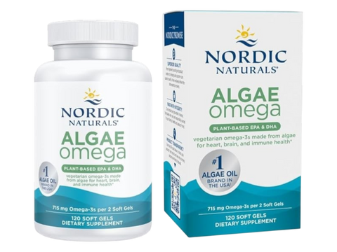 Nordic Naturals Algae Omega-3 Softgels 715mg Vegan Omega-3 EPA & DHA – 120 Softgels bottle front label