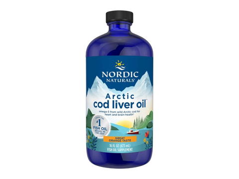 Nordic Naturals Arctic Cod Liver Oil 1060mg Omega-3 + Vitamin A – 473ml Orange Liquid bottle front label