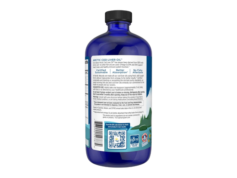 Nordic Naturals Arctic Cod Liver Oil 1060mg Omega-3 + Vitamin A – 237ml Lemon Liquid product barcode on bottle packaging