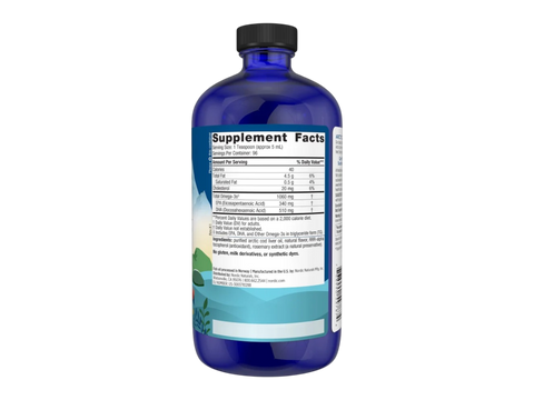 Nordic Naturals Arctic Cod Liver Oil 1060mg Omega-3 + Vitamin A – 237ml Orange Liquid Supplement Facts panel
