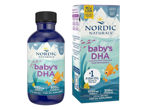 Nordic Naturals Baby DHA Liquid 1050mg Omega-3 + 300 IU D3 – 60ml Liquid bottle front label
