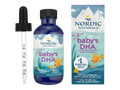 Nordic Naturals Baby DHA Liquid 1050mg Omega-3 + 300 IU D3 – 60ml Liquid bottle with dropper close-up