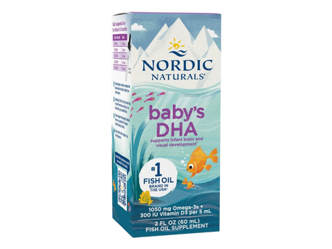 Nordic Naturals Baby DHA Liquid 1050mg Omega-3 + 300 IU D3 – 60ml Liquid bottle front label