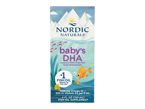 Nordic Naturals Baby DHA Liquid 1050mg Omega-3 + 300 IU D3 – 60ml Liquid bottle front label