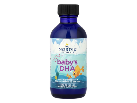 Nordic Naturals Baby DHA Liquid 1050mg Omega-3 + 300 IU D3 – 60ml Liquid bottle angled view