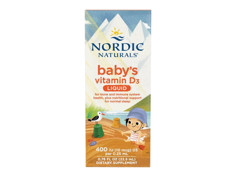 Nordic Naturals Baby's Vitamin D3 Drops 400 IU Cholecalciferol – 22.5ml Liquid bottle front label