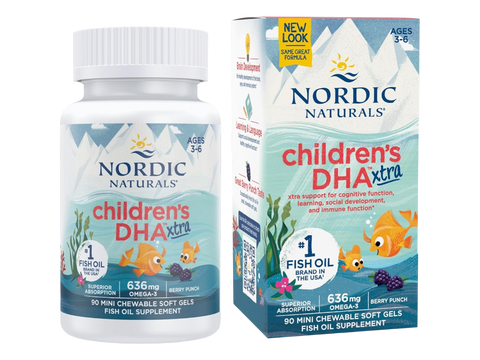 Nordic Naturals Children's DHA Xtra 636mg Omega-3 Berry Punch – 90 Softgels bottle front label