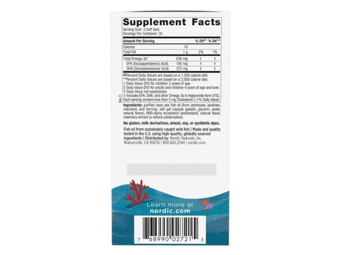 Nordic Naturals Children's DHA Xtra 636mg Omega-3 Berry Punch – 90 Softgels product barcode on bottle packaging