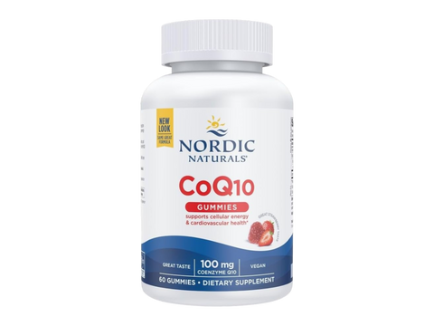 Nordic Naturals CoQ10 Gummies 100mg Vegan Strawberry – 60 Gummies box front packaging