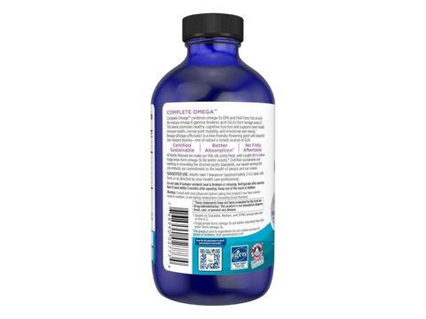 Nordic Naturals Complete Omega-3 Blend EPA DHA GLA Lemon Flavour – 237ml Liquid product barcode on bottle packaging