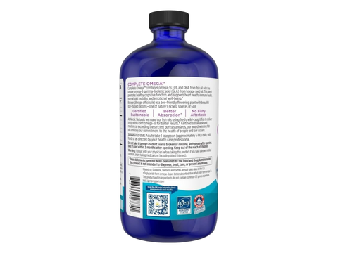 Nordic Naturals Complete Omega-3 Blend EPA DHA GLA Lemon Flavour – 473ml Liquid product barcode on bottle packaging