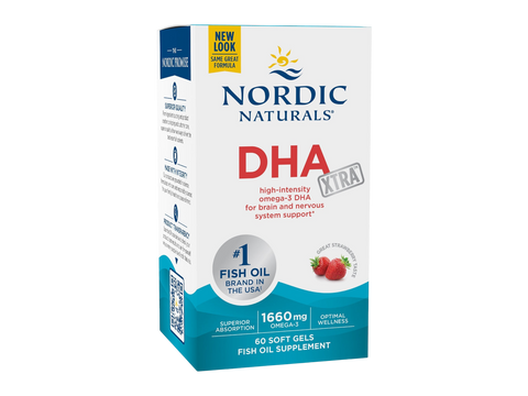 Nordic Naturals DHA Xtra Omega-3 1660mg Fish Oil – 60 Softgels bottle front label
