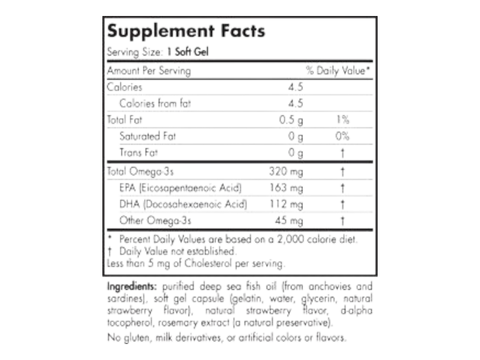 Nordic Naturals Daily Omega Kids 500mg Fish Oil Strawberry – 30 Soft Gels Supplement Facts panel