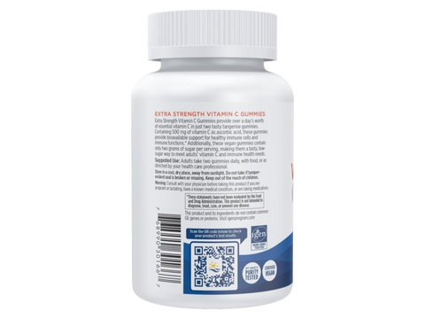 Barcode and product details for Nordic Naturals Vitamin C gummies.